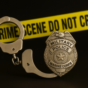 mp badge with cuffs and crime scene tape